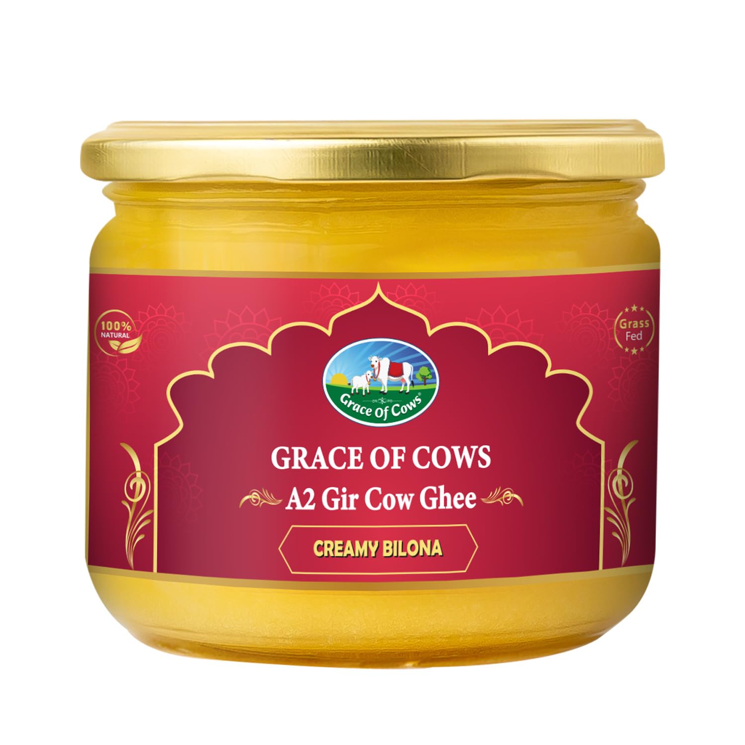 Grace of Cows A2 Gir Cow Ghee 250ml, 100% Pure and Natural, Churned from Creamy Bilona Method, Helps Boost Immunity and Digestive Health, A2 Gir Cow Ghee for Cooking and Heart Health