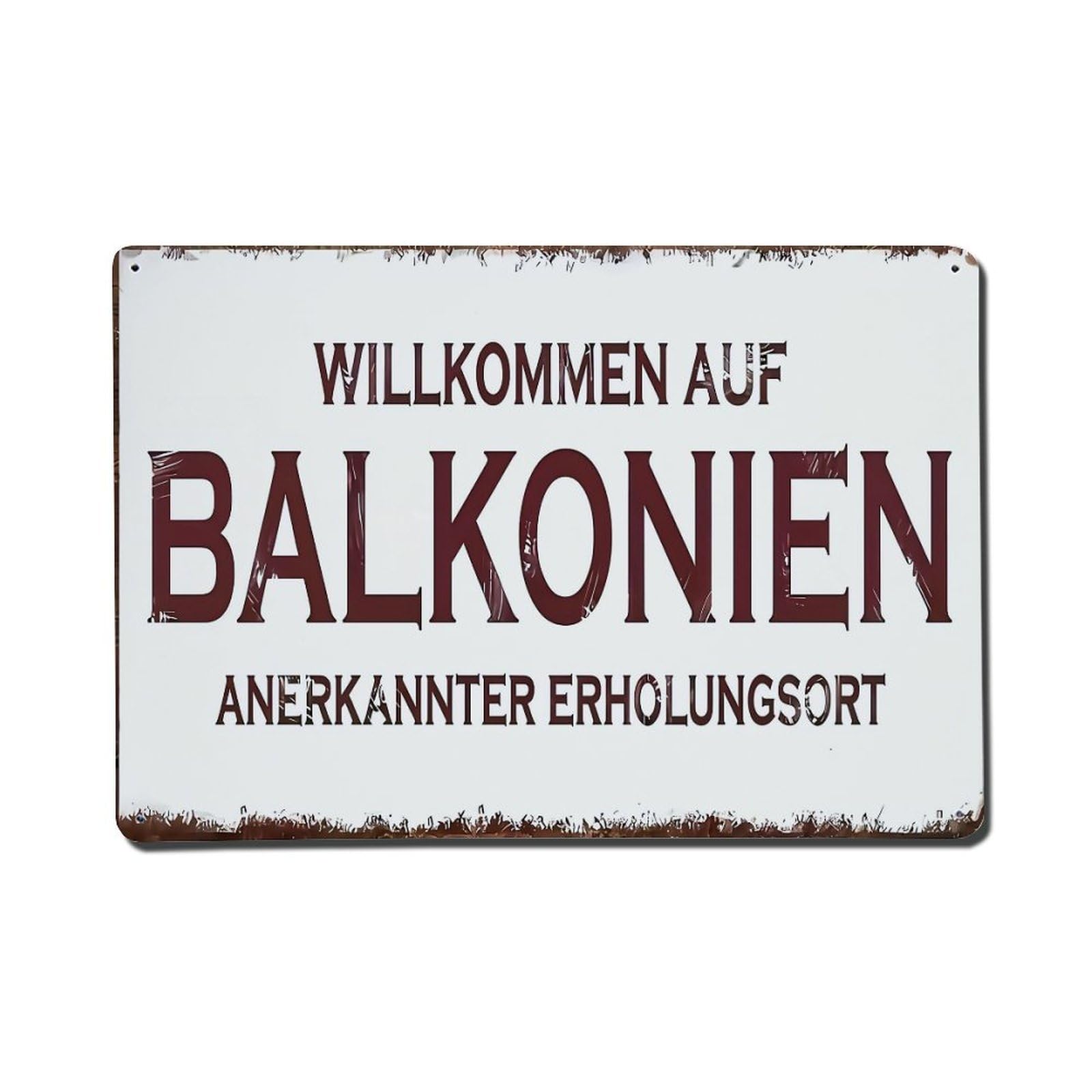 Welcome On Balkonien Recognized Resort Retro Metal Tin Sign, Vintage Metal Poster for Home, Gaming Room, Studio Workshop,Bar,Garage Wall Art Decor 8x12 Inch