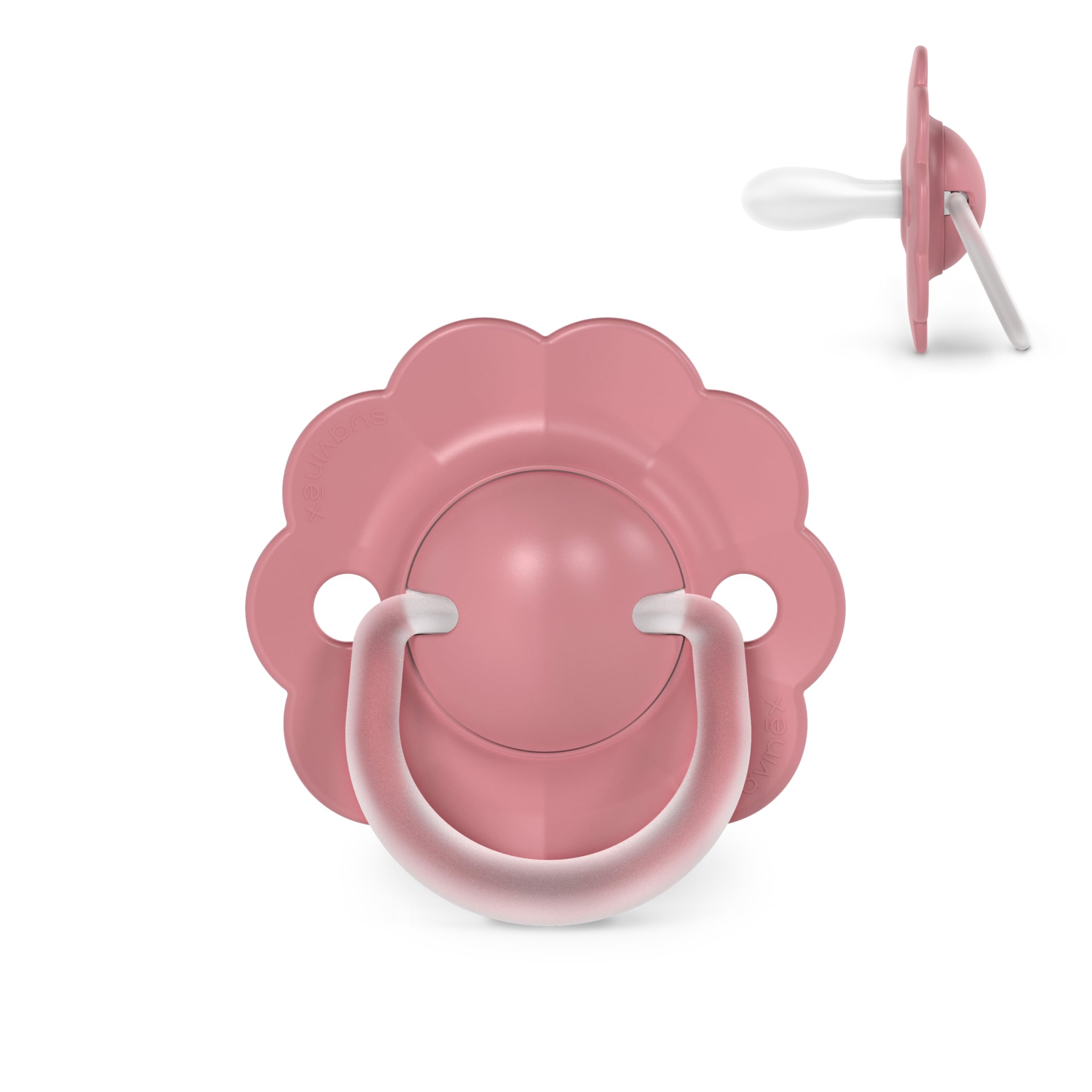 Suavinex, Chupete Bebés 6/18 Meses, con Tetina Fisiológica de Silicona SX Pro, Simétrica, Plana y Flexible, Respeta el Desarrollo Bucodental, con Anilla, Forma que Evita Rozaduras, Wonder Rosa Liso