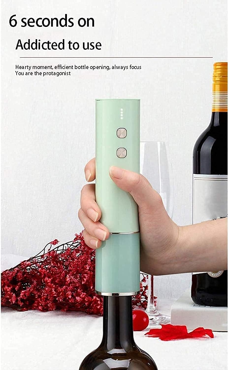 Electric Wine Bottle Opener, Automatic USB Charging Powered Corkscrew with Tin Foil Cutter，Suit for Home Use or as a Gift