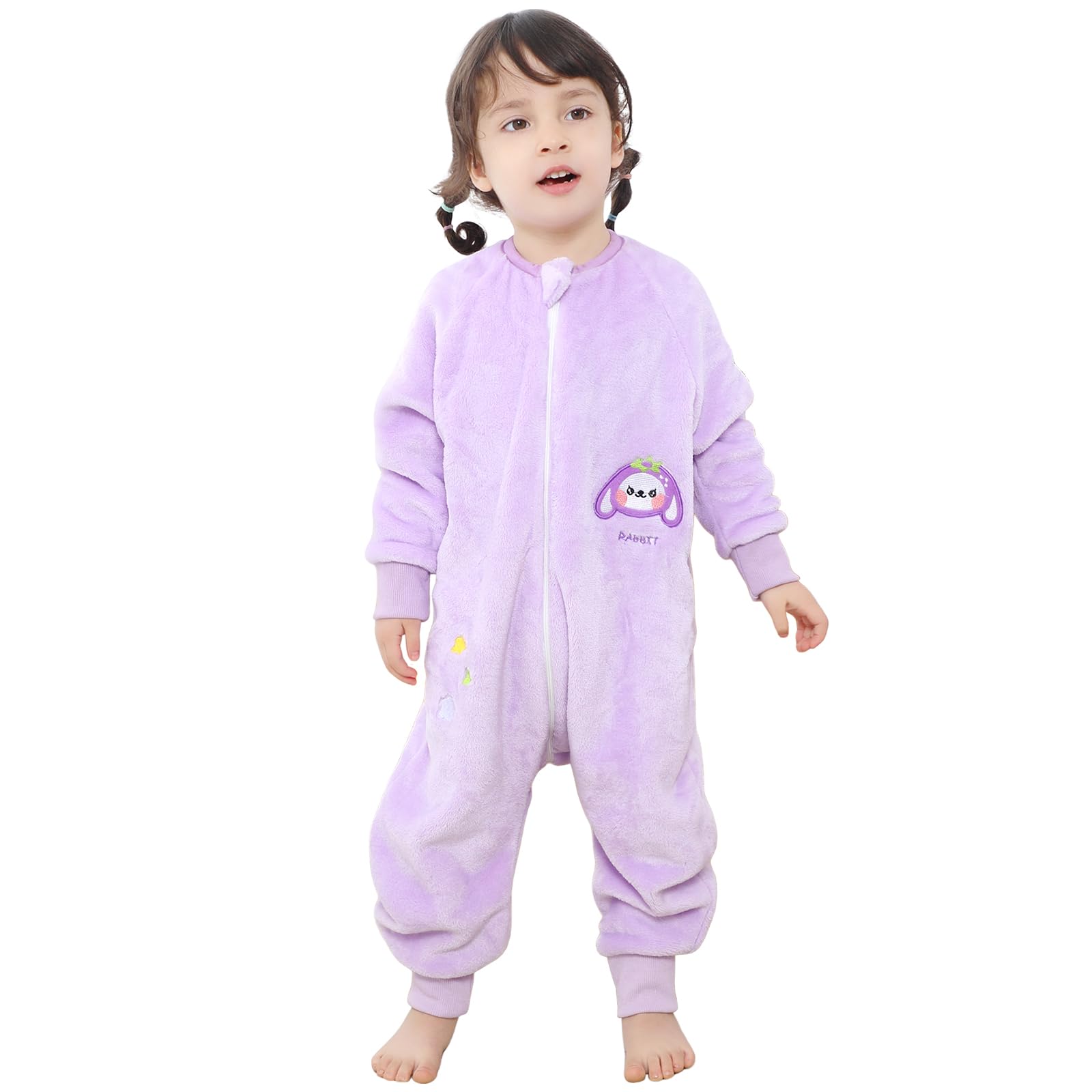 TMEOG Tutine Pigiama Invernale per Bambini e Bambine 1-6 Anni Flanella Maniche Lunghe con Zip