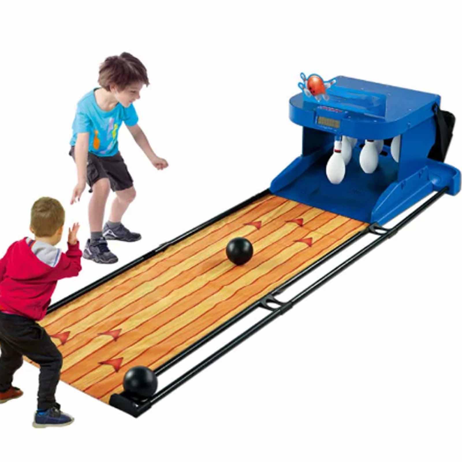 Juego De Bolos Eléctrico, Bolera Plegable para Interiores con Marcador LED, Reinicio Automático, Iluminación Y Efectos De Sonido De Simulación. Incluye Bolos Y Bola para Toda La Familia