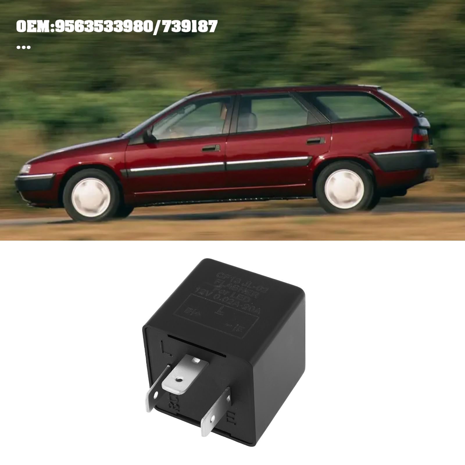 Relais Clignotant 3 Broches 12V - Compatible Peugeot Citroën 1995-2005 - Remplace 9563533980, 739187 - 3
