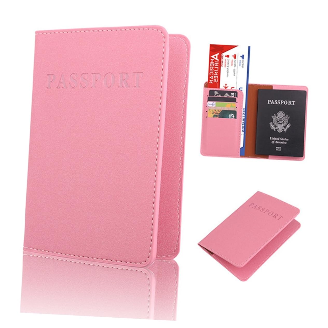 SOIMISS 6pezzi Portacarte Holder Pu Pelle Da Blu e Rosa Design Pratico e Multifunzionale Organizzatore Di Documenti Per Viaggi Custodia Slim e Leggera Per Passaporto e Carte