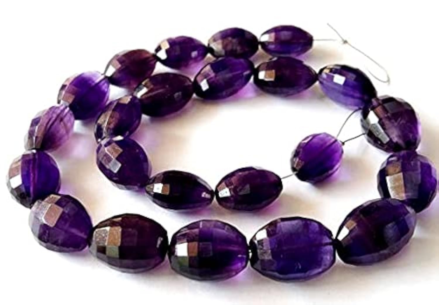 Améthyste naturelle facettée en perles ovales pour joaillerie haut de gamme LKBEADS E2068
