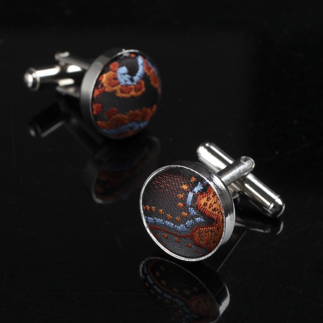 Dan Smith DHDB0005 Multicolored Cufflinks Microfiber 5 Pairs of Patterns Cufflinks Set