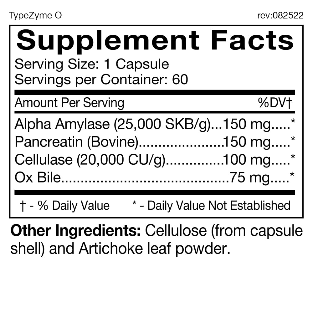 D'Adamo Personalized Nutrition TypeZyme - Digestive Enzyme (Blood Type O) — Amazon image 2