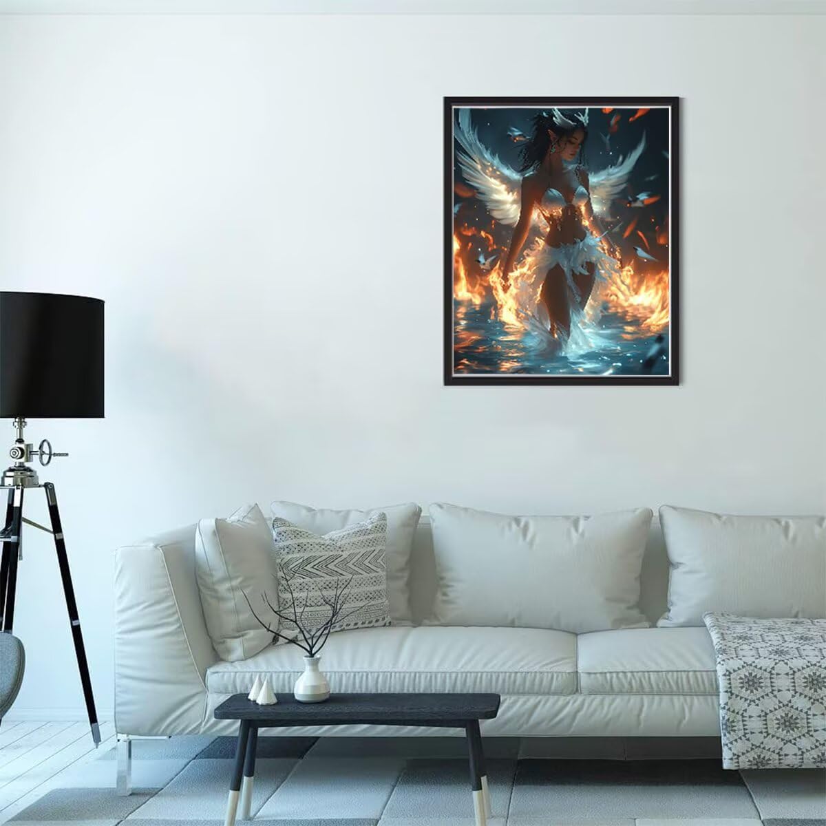 Obraz diamentowy 5D, anioł 5D, obraz diamentowy dla dorosłych, dzieci, zestaw do majsterkowania, zestaw do majsterkowania, dla dorosłych, do dekoracji pokoju, salonu, na prezent dla kobiety, 90 x 120
