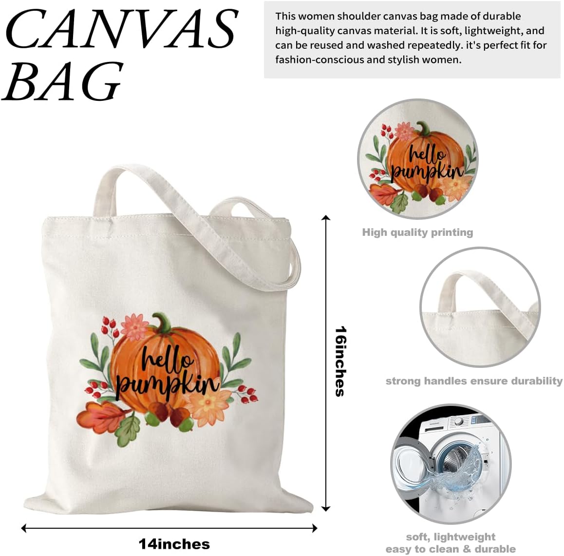 Aesthetic Seasonal Tote Bags for Women Mother's Day Spring Fall Halloween Thanksgiving - Image 4