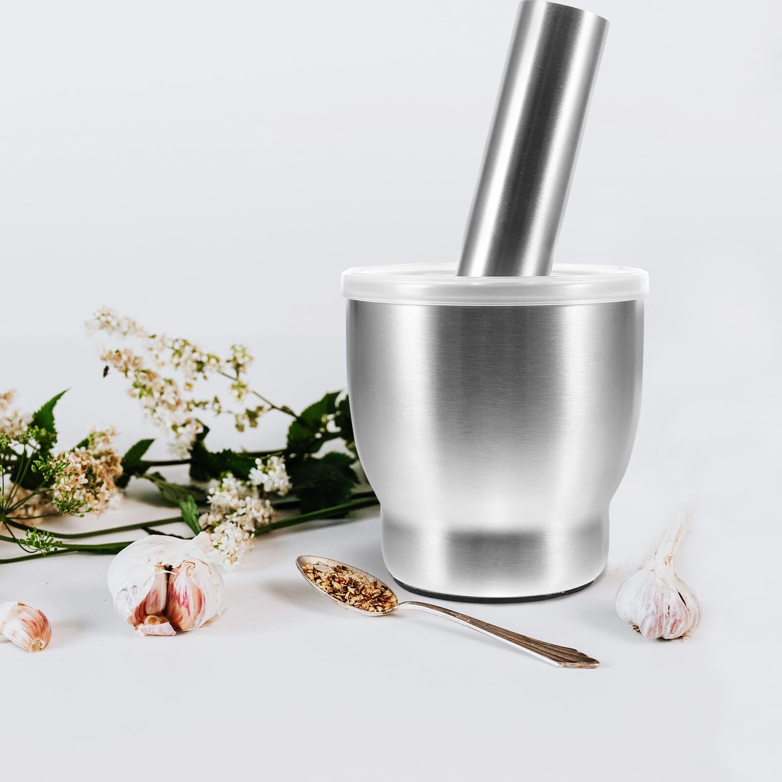 Uonlytech Knoblauch Stampfer Edelstahl für Haushalt Zerkleinerer für Knoblauch und Tabletten Knoblauchpresse aus Robustem Material Leicht zu Reinigen