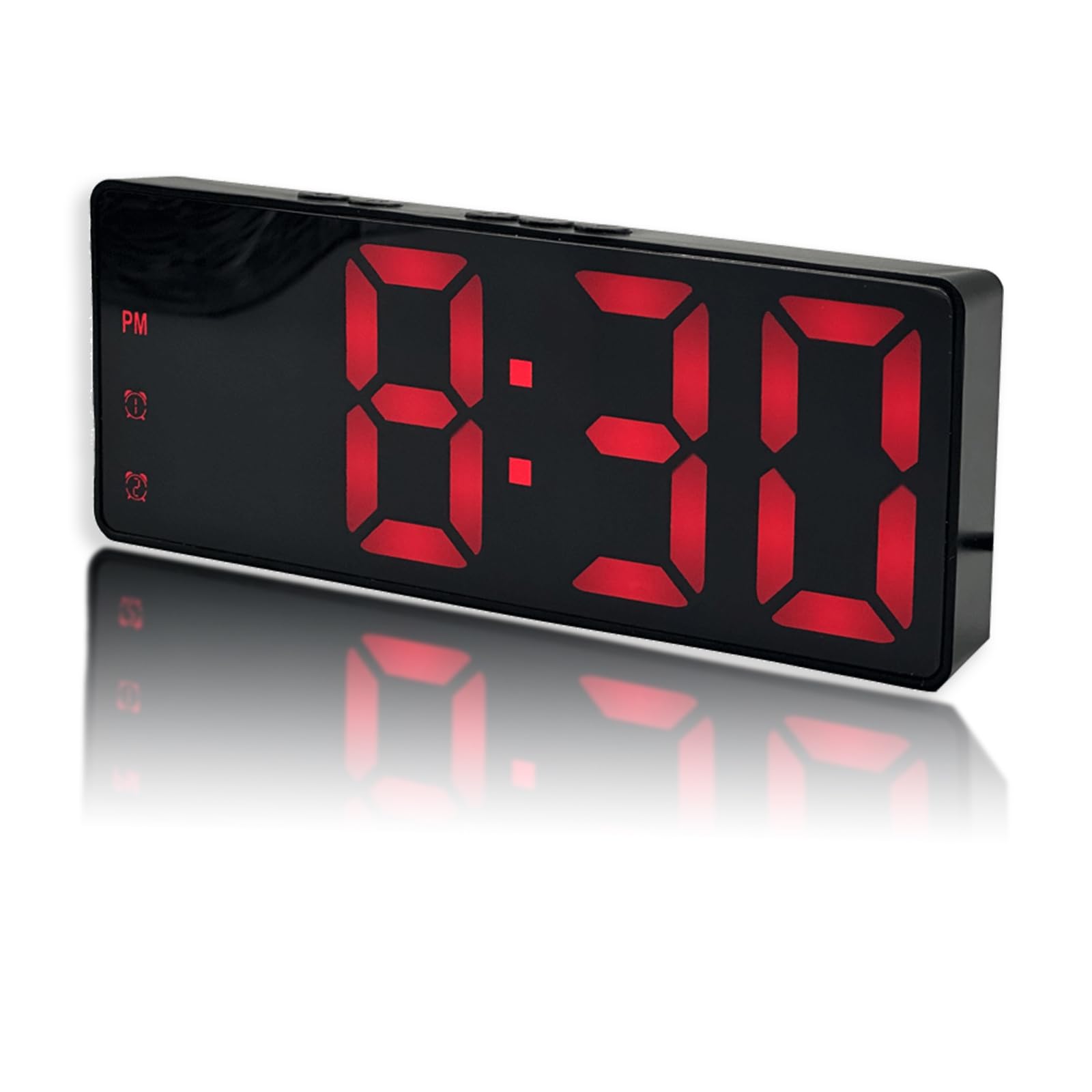 Generico Sveglia Digitale da Comodino a Batterie, Orologio da Tavolo con Display LED Retroilluminato e Allarme Morbido, Luce Notturna Soffusa, Design Minimal ed Elegante