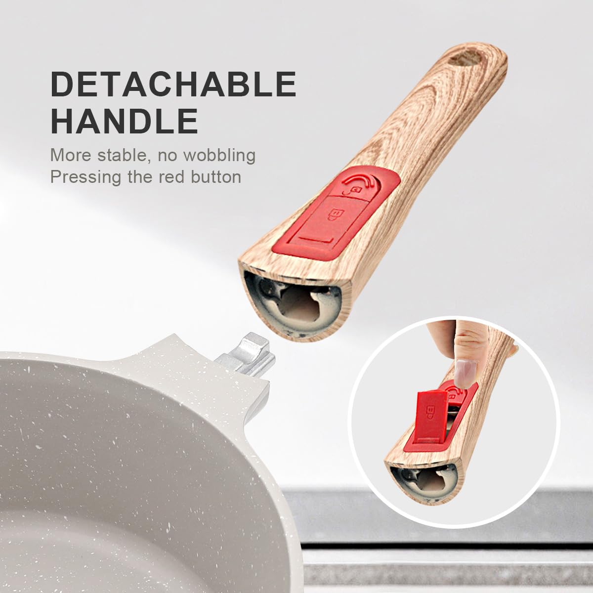 AIKENBBKK Casserole 20cm Antiadhésive avec Couvercle, 2.5L Casserole avec Poignée détachable, Résistant au four et au lave vaisselle, Pot à lait avec bec verseur (Blanc)