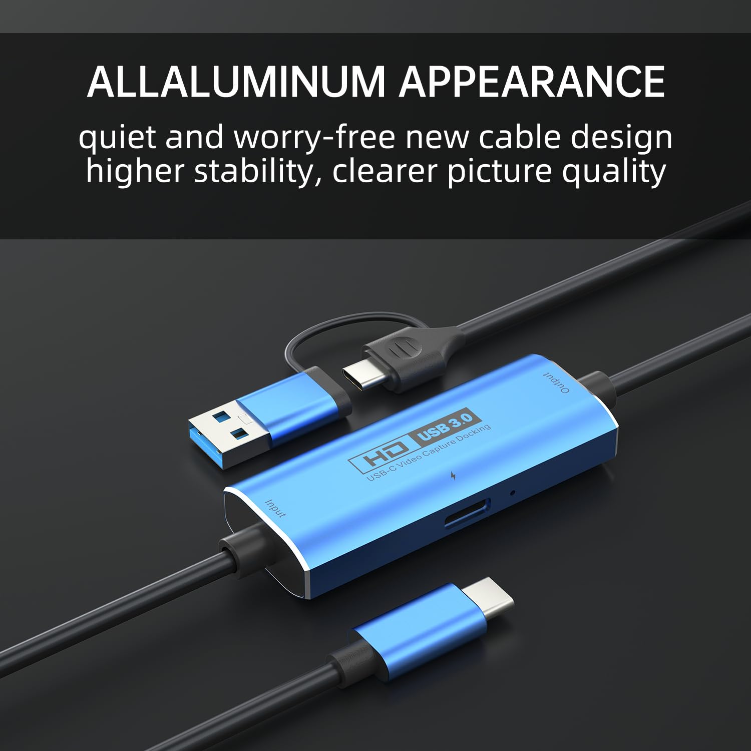 YCE 2 Meter USB3.0 captura de vídeo de captura 4K HMDI a USB3.0 A/Tipo C Adaptador con 100W PD Video Game Capture para la edición de vídeo/juegos/streaming/enseñanza en línea