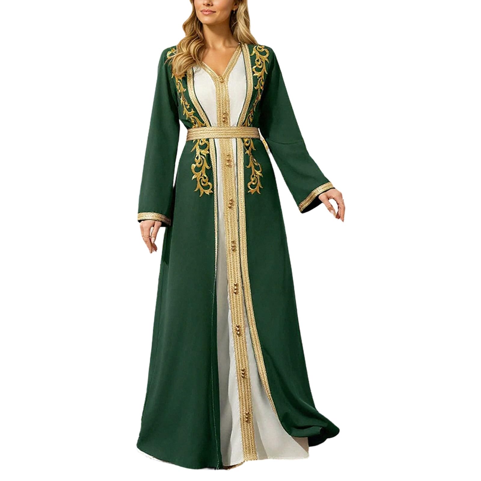 Generisch Élégante robe musulmane Abaya avec robe brodée à manches longues et sous-robe.