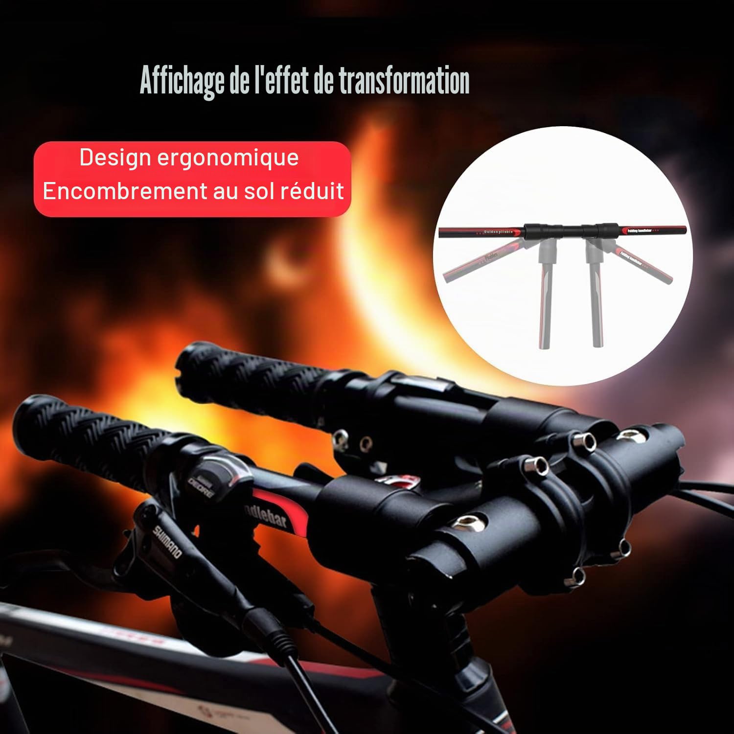 Guidon de Vélo de Montagne Pliable 31,8 mm/25,4 mm Vélo Pliant Scooter Guidon en Alliage D'aluminium Bar à Libération Rapide Accessoire de Remplacement Bricolage