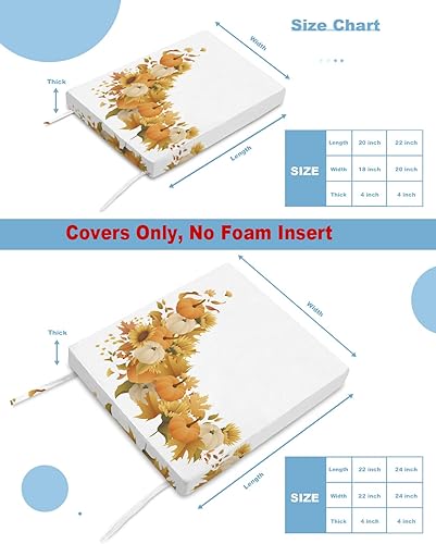 Miniatura 5 de Funy Decor Porch Outdoor Chair Seat Cushion Covers Set Pumpkin Maple Leaf Waterproof Chair Pad Cover Harvest Fruits Slipcovers 2 Pack 22" x 20" x 4"
