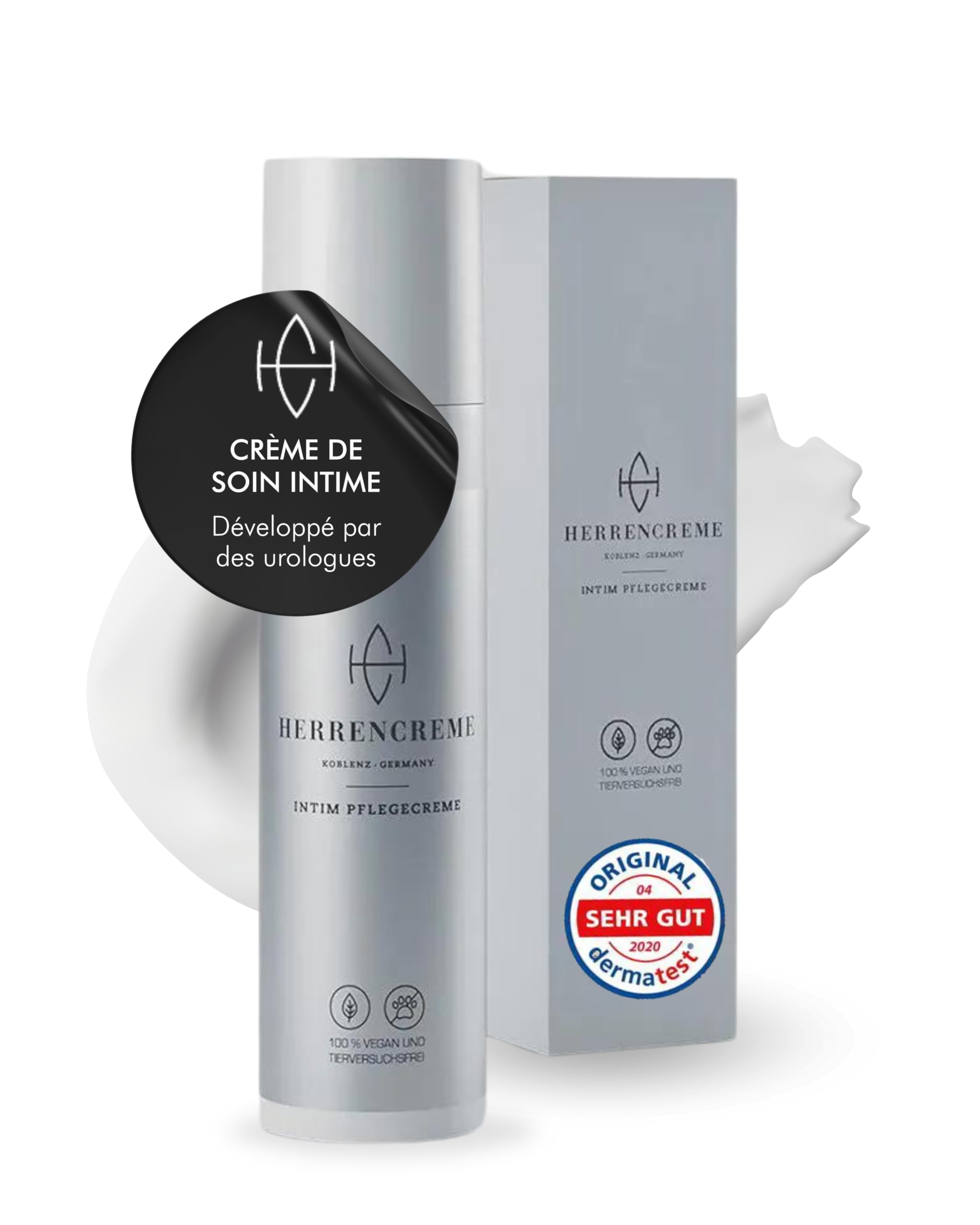 HERRENCREME Soin intime pour hommes 75 ml I Crème intime à base de nano-argent I Pour peau sèche & irritée I Soin intime développé par des urologues I Vegan & testé dermatologiquement