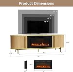 Luxury 70" Fluted Fireplace TV Stand, Modern Chic Entertainment Center for TVs Up to 80", TV Console for Living Room, Media Cabinet with Storage,70 Inch, Oak