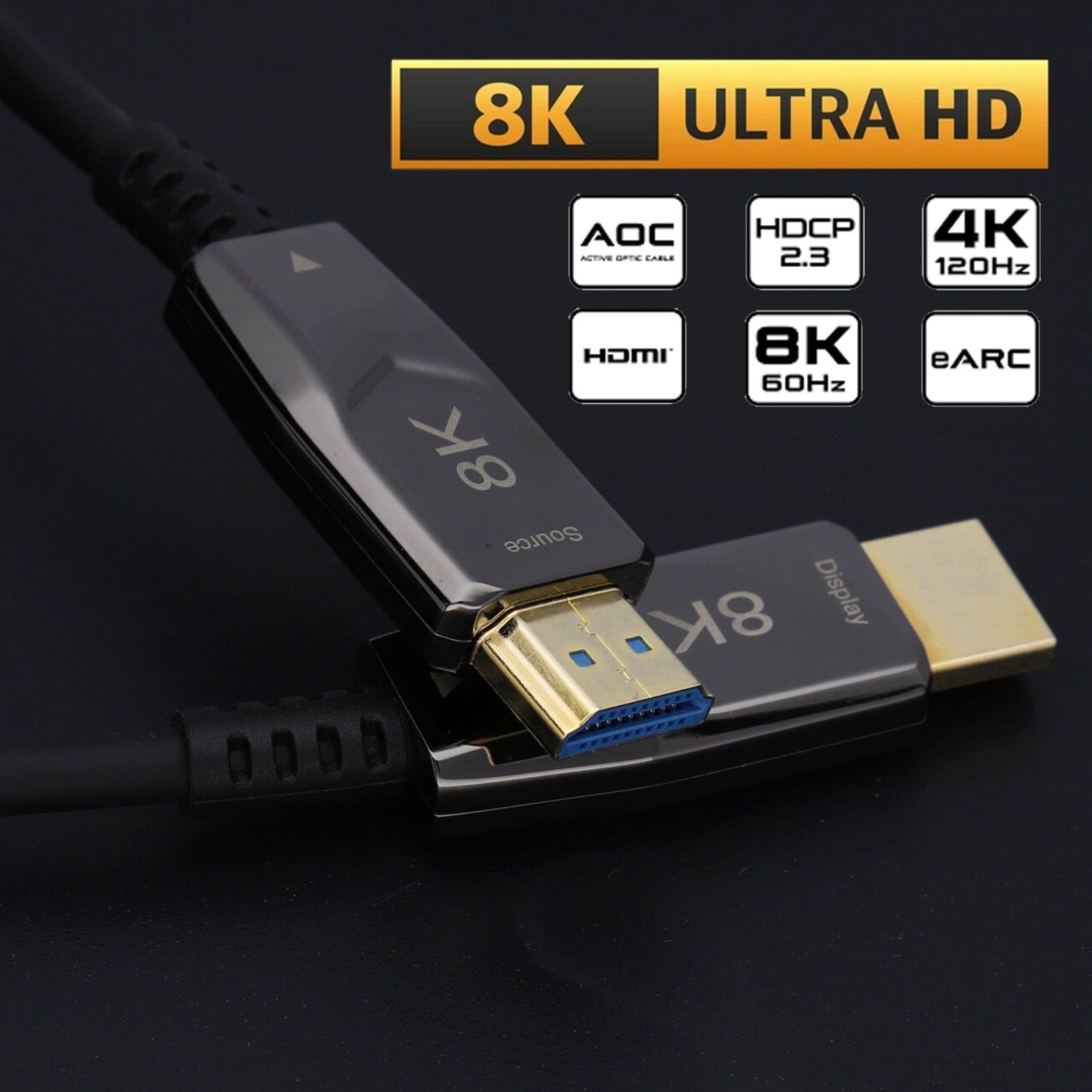kenable 8K HDMI 2.1 Active Optical Hybrid Cable Slim AOC HDR 48Gbps 8K 60Hz/4K 120Hz 20m