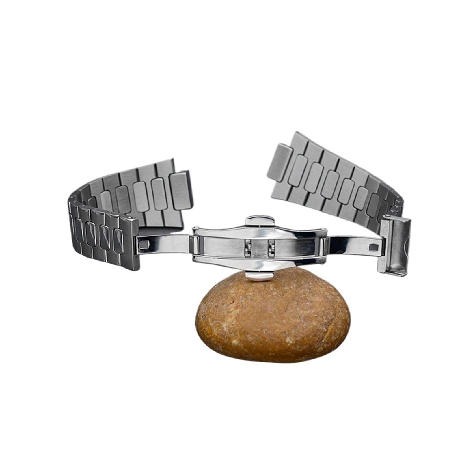 Bracelet de Rechange en Acier Inoxydable 316L, Argent, 25mm, adapté aux boîtiers de Montre, Fermoir à déploiement Pliable