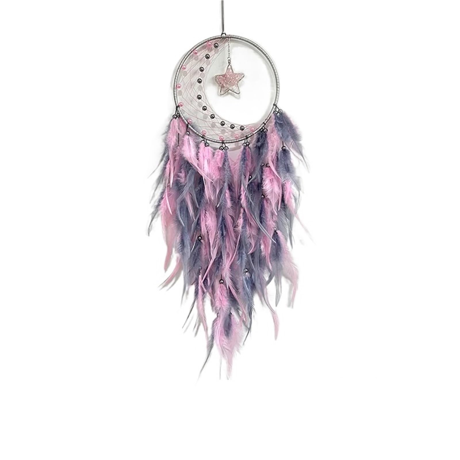 Acchiappasogni 2 pezzi di acchiappasogni soggiorno ornamenti appesi decorazioni for la casa con ciondolo a vento piume realizzate a mano(Pink)
