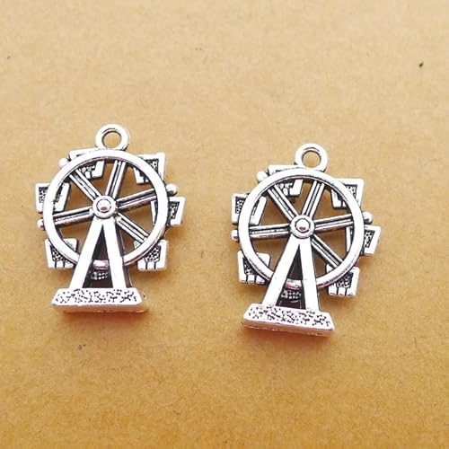 Hanhtatsu, 10Pieces 17x22mm Mixed Alloy Antique Silver Color Ferris Wheel