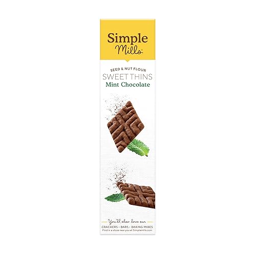 Miniatura 8 de Simple Mills Sweet Thins Cookies, harina de semillas y nueces, chocolate de menta, sin gluten, apto para paleo, aperitivos saludables, 4.25 onzas