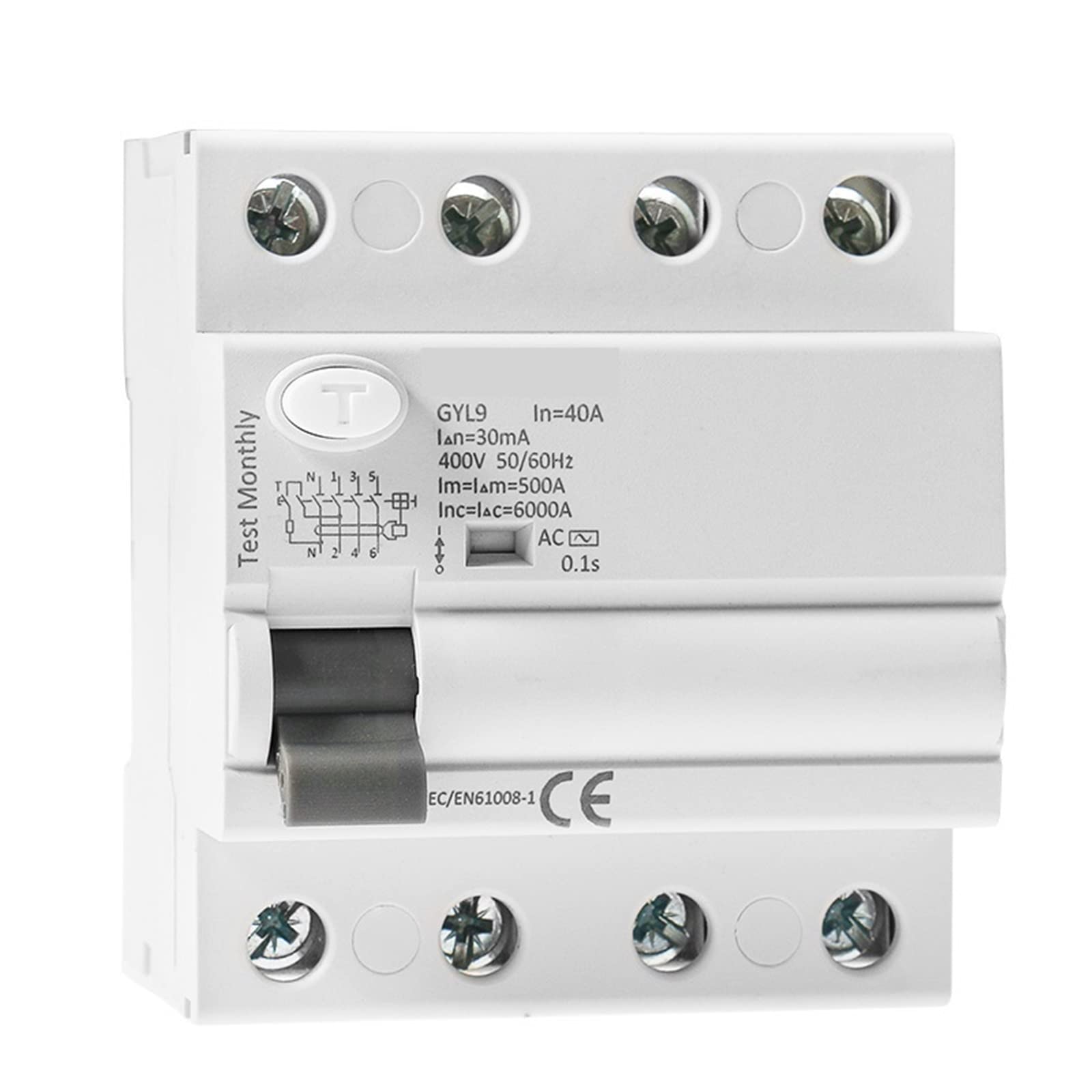 Elektromagnetyczny wyłącznik różnicowy GYL9 AC 4P 40A 63A 100A 1 szt. (4P 80A, 100mA)