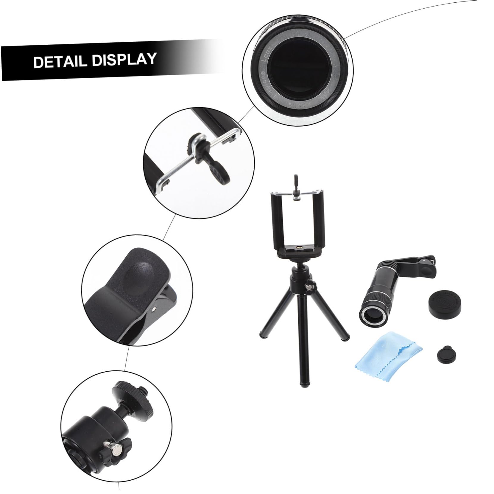 RORPOIR 20x Mobile Phone Telephoto Lens Universal Clip-on Camera Lens Includes Tripod Eyecup for Random
