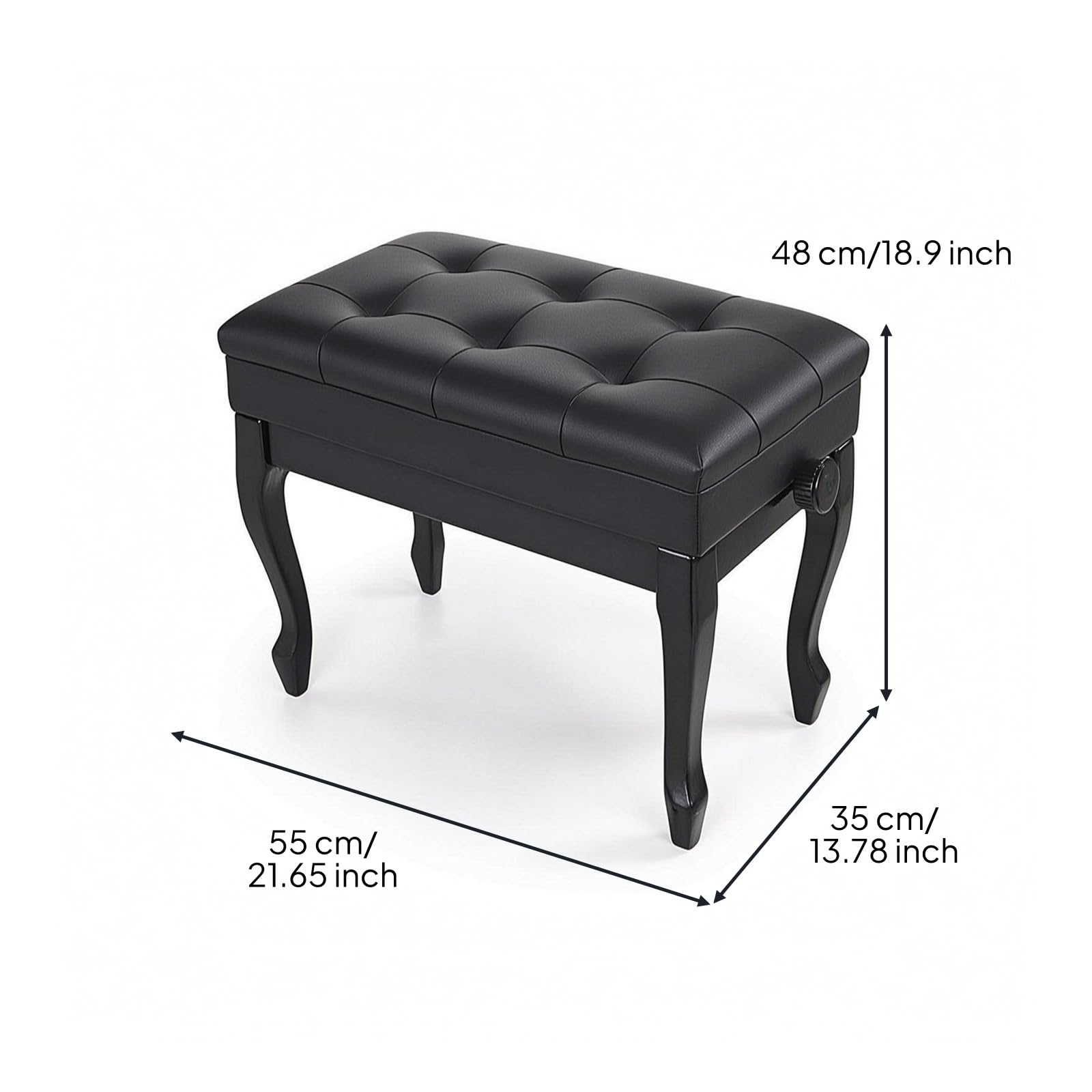 Baoblaze Sgabello Regolabile per Pianoforte Tastiera Seduta Imbottita Coperchio Apribile Altezza Personalizzabile Materiale Legno Pelle Adatto Concerto Casa