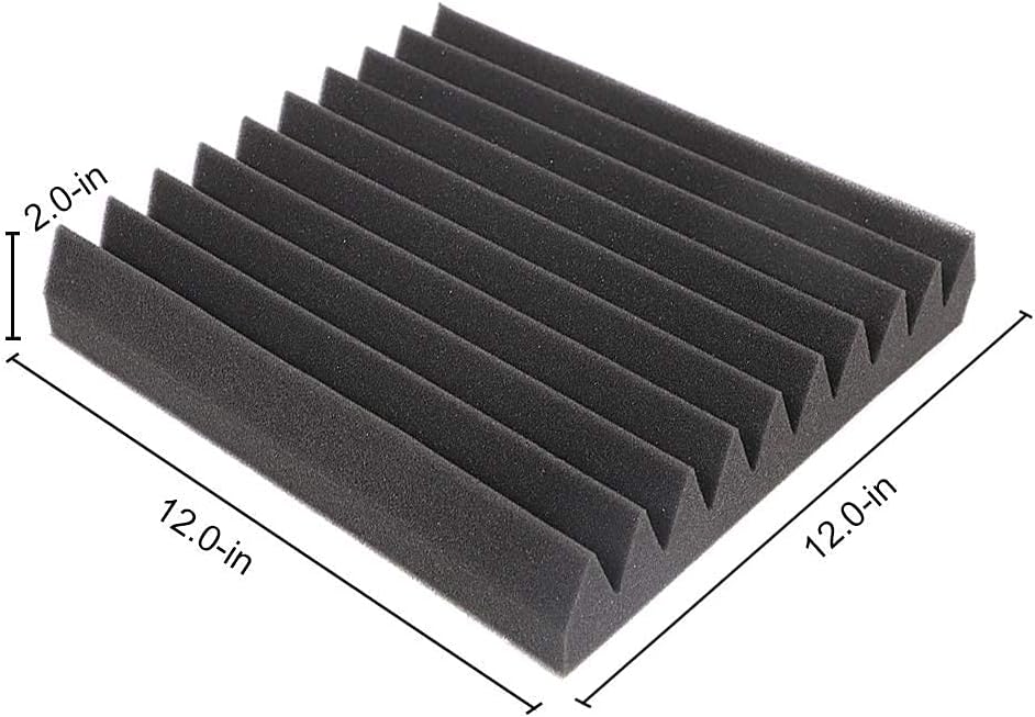 DEKIRU 12 Pack Acoustic Foam Panels 2" X 12" X 12", Sound Proof Padding Studio Foam Wedge Tiles, Sound Absorbing Dampening Foam Panels, Ideal for Acoustic Treatment