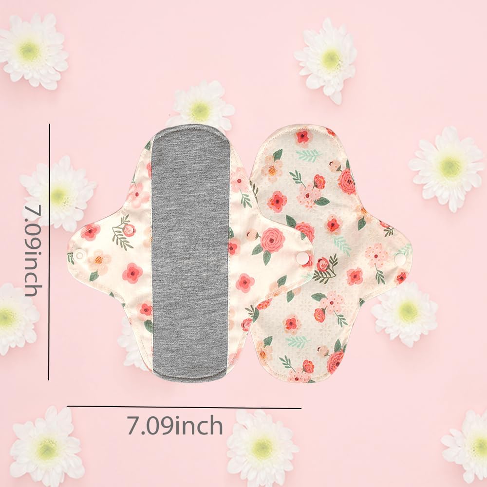AIO Reusable Washable Cloth Menstrual Pads Sanitary Pad 5 pcs Pads with Mini Wet Bag S