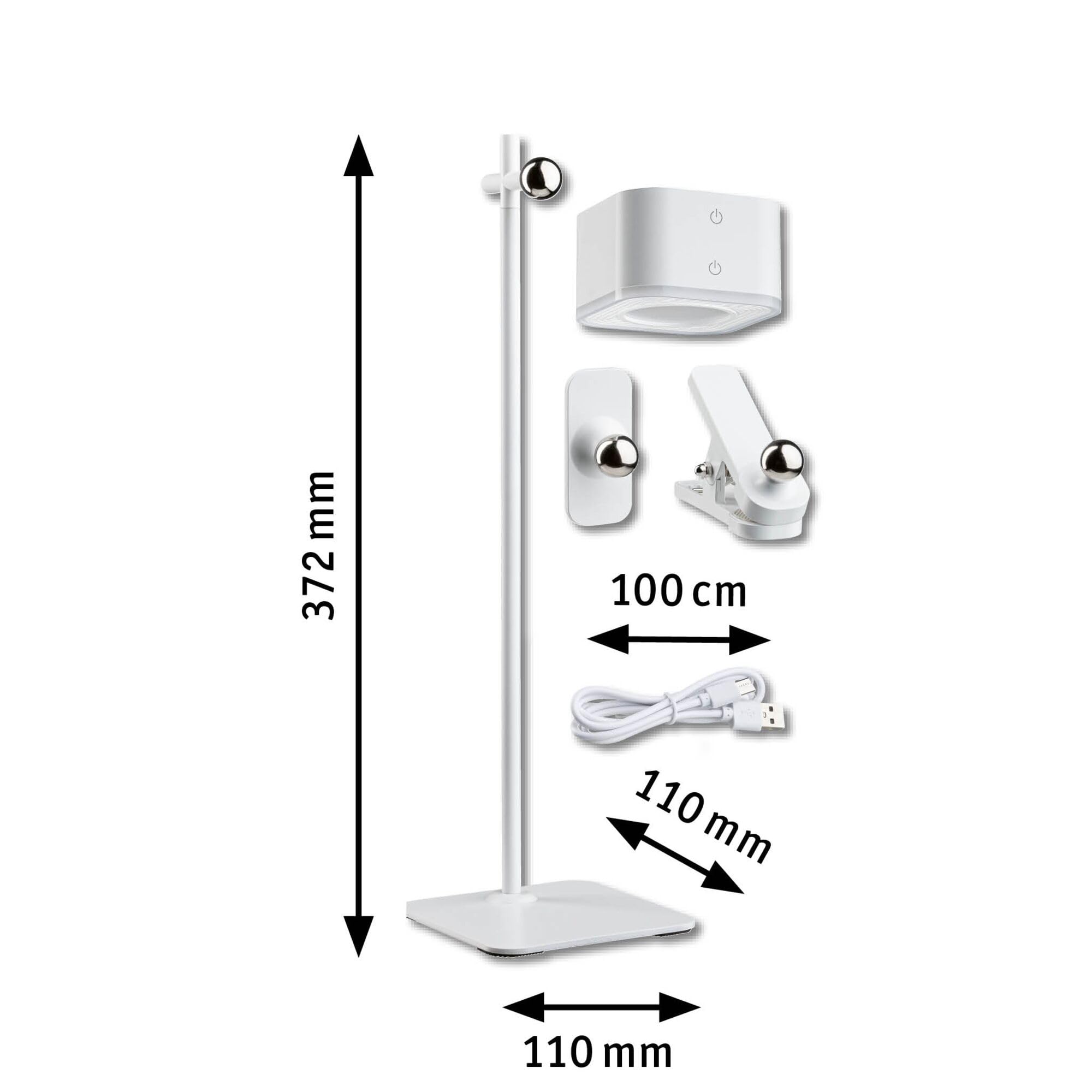 Paulmann Lamp à pos mob Varia magnetic 3in1 LED WhiteSw dim 3W USBC Blanc Pla Métal 71172