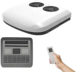 Unidade A/C de caminhão CC de 12 V, unidade CA de telhado para trailer, ar condicionado de teto de 10.000 BTU, resfriamento rápido e fácil instalação para cabine de caminhão, reboque, quinta roda