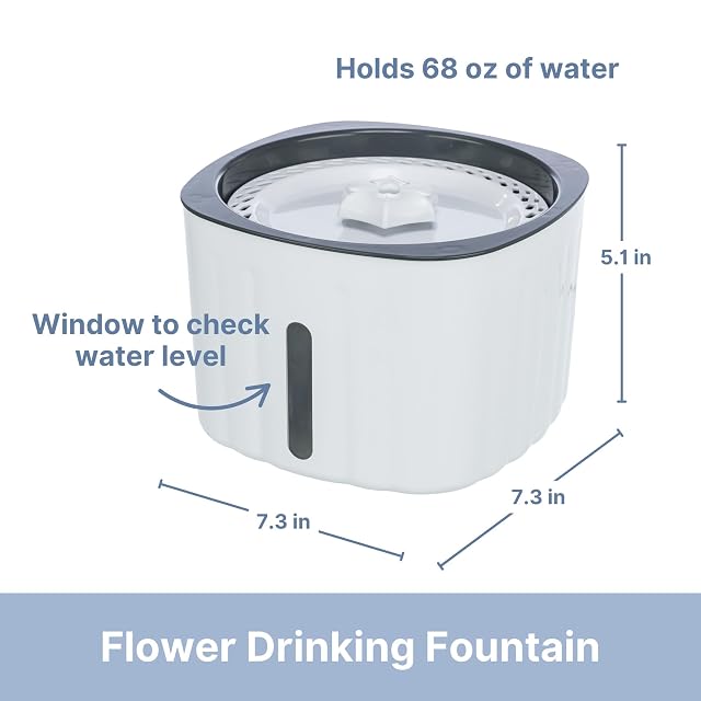 Foto 4 de 8 de Trixie Fuente Flower, Blanco/Gris, 2 l/18,5 × 13 × 18,5 cm, para Perros