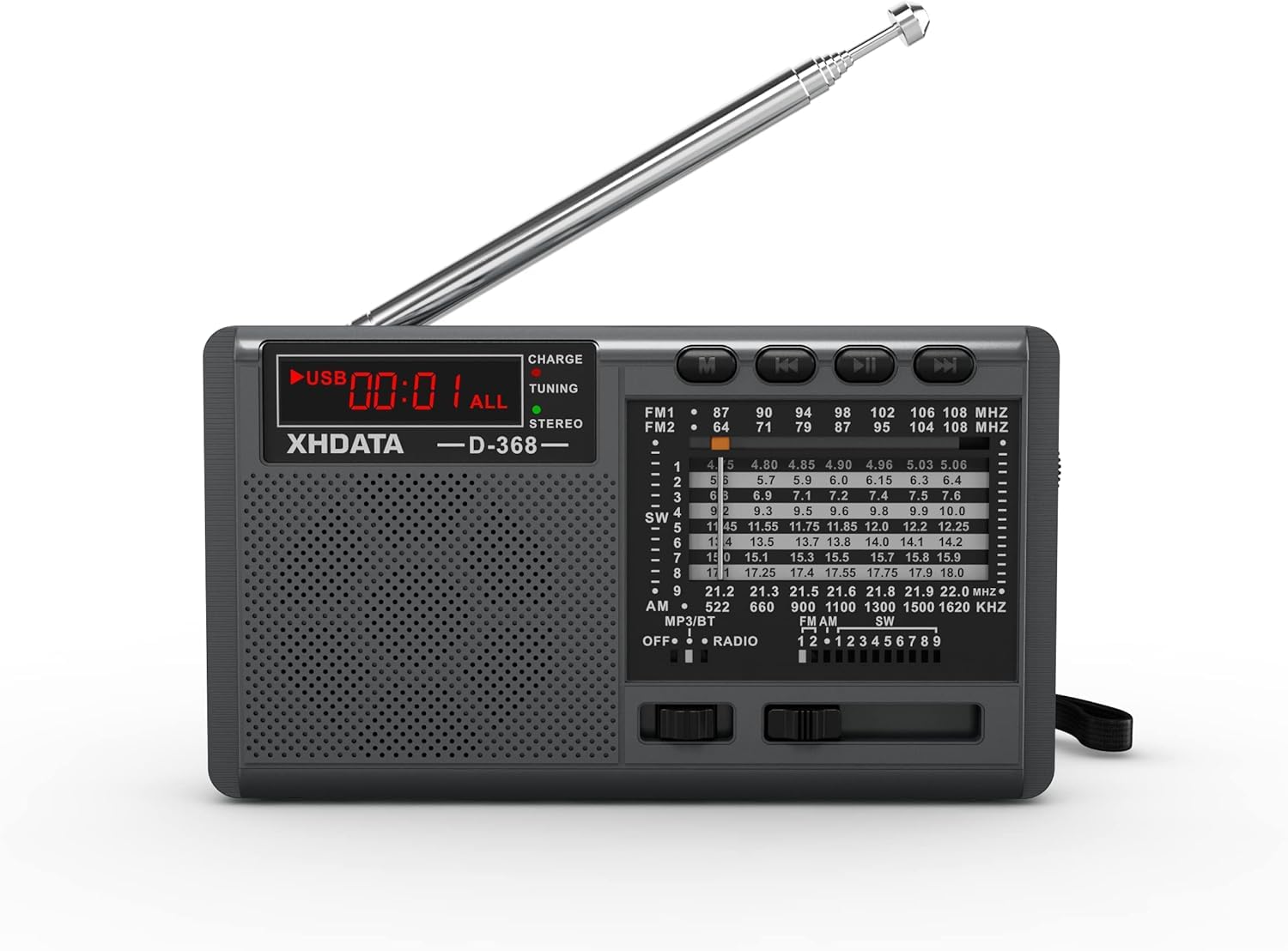 XHDATA D368 Portable Radio AM FM Shortwave Radio, Battery Operated Radio