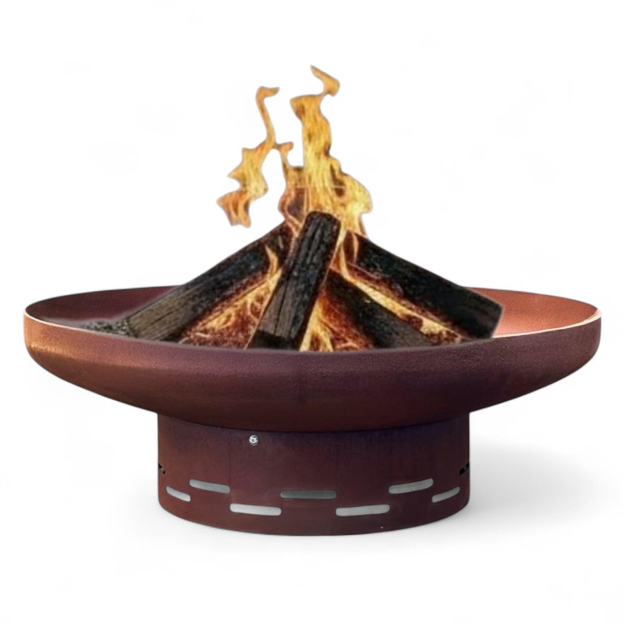 Nicoman Large Outdoor Fire Bowl, 90cm Pre-rusted Steel, Bowl-Shaped Design with Stand, Wood and Charcoal Compatible
