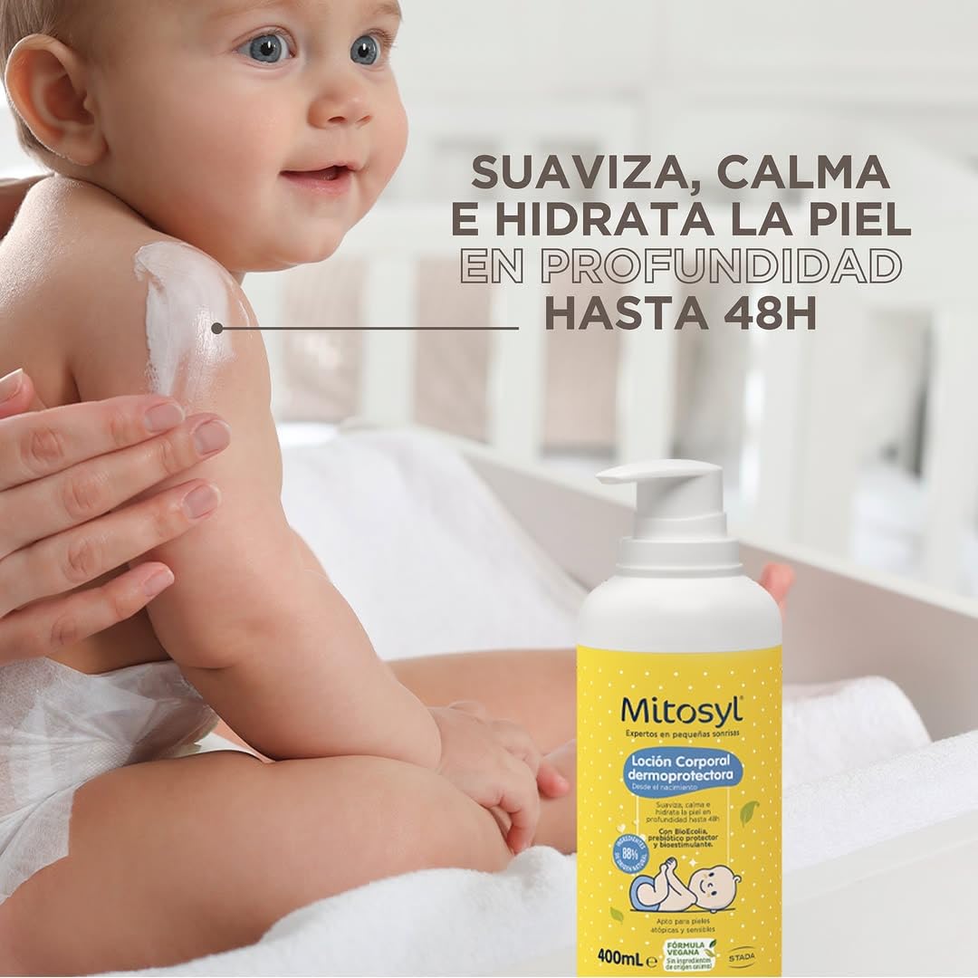 Mitosyl, Loción Corporal Dermoprotectora, Hidratación Profunda, Piel Sensible y Atópica, Fórmula Vegana con Manteca de Karité, 400ml