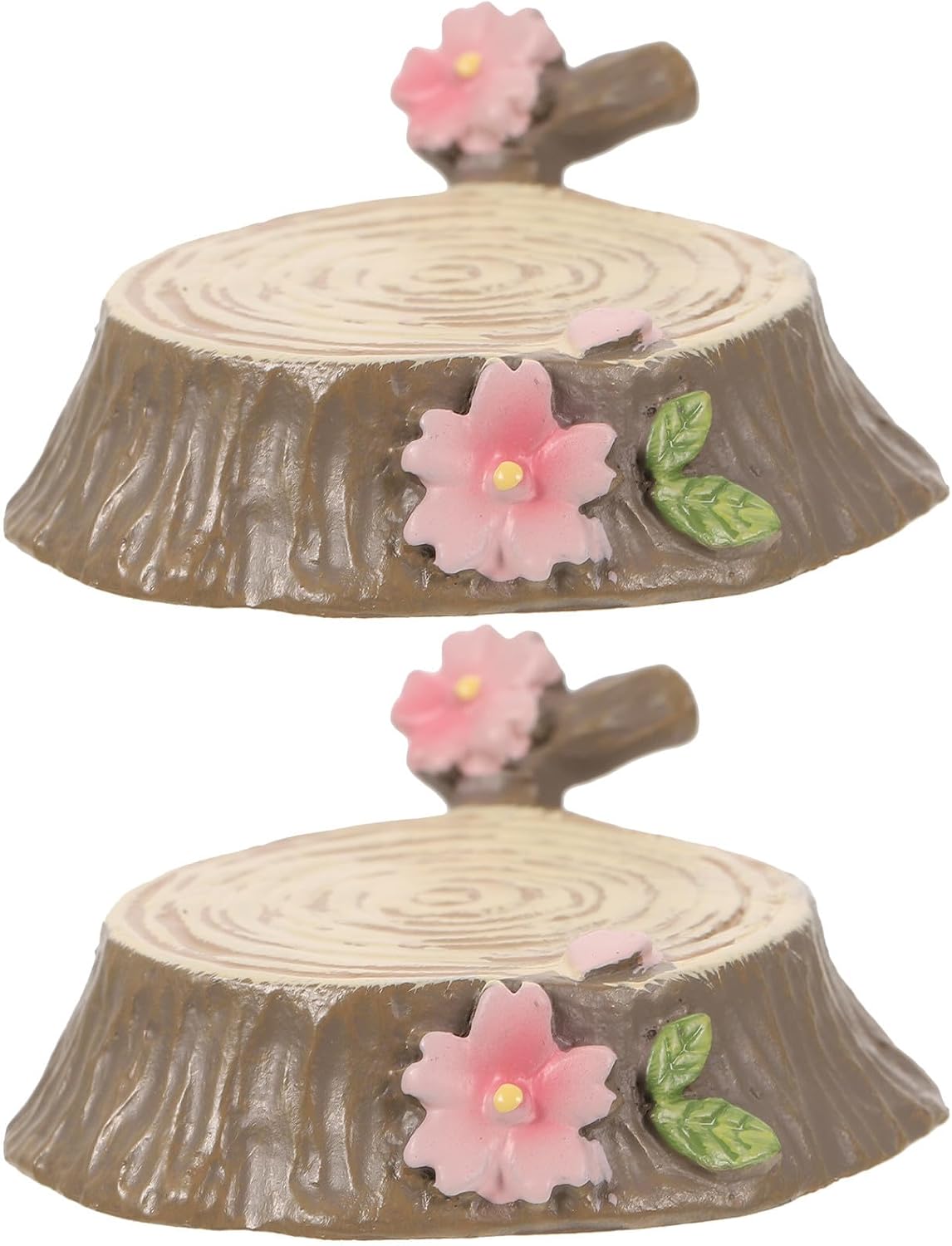 2pcs Resin Tree Stump Ornament Xmas Miniature Landscaping Decor