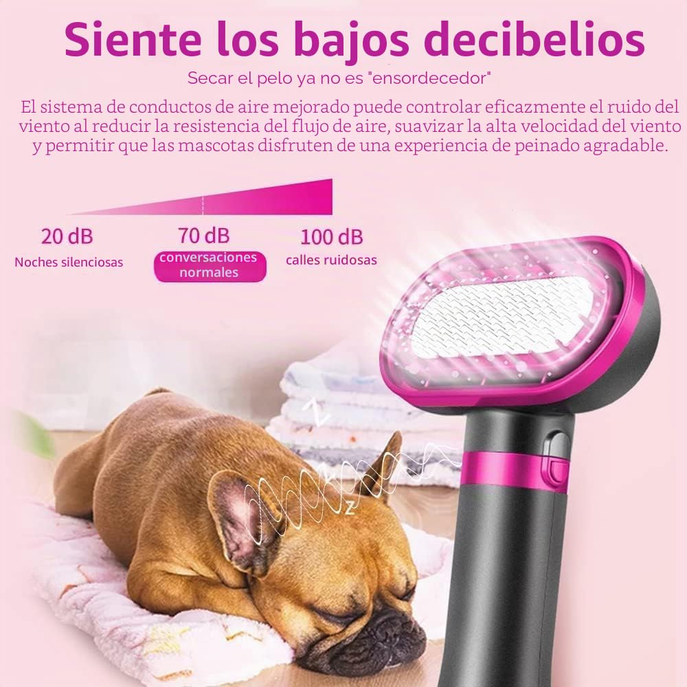 OBEST Secador de Pelo para Mascotas 2 en 1 con Cepillo, Empuñadura Cómoda | Secador de Pelo Portátil de Viaje para Perros con Temperatura Ajustable para Perros y Gatos Pequeños y Medianos