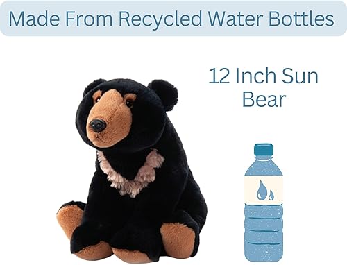 Miniatura 3 de The Petting Zoo Peluche de oso de sol, regalos para niños, animales salvajes de la selva tropical, juguete de peluche de oso solar, 12 pulgadas