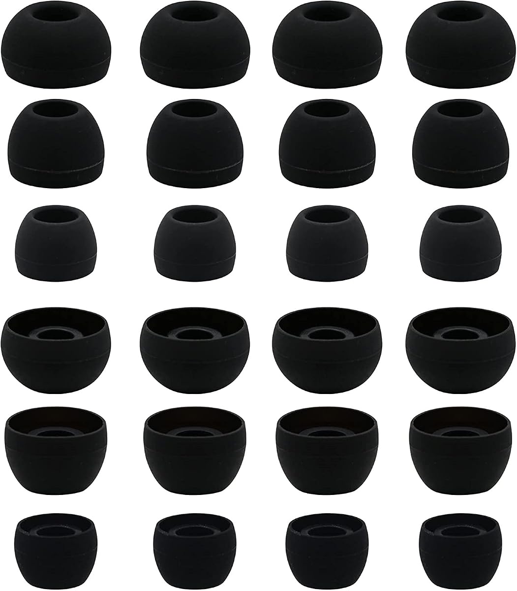 12 Pairs Silicone Replacement Earbud Ear Buds Tips Compatible with Skullcandy Sesh Evo and Other 3.8mm to 5.5mm Nozzle Earbuds Earphones, S/M/L Black