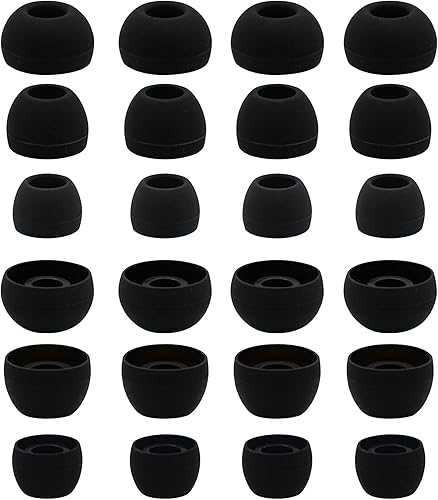 12 pares de puntas de auriculares de silicona de repuesto compatibles con Skullcandy Sesh Evo y otros auriculares de 3.8mm a 5.5mm, S/M/L Negro