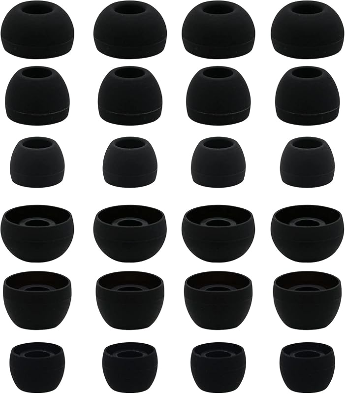 12 Pairs Silicone Replacement Earbud Ear Buds Tips Compatible with Skullcandy Sesh Evo and Other 3.8mm to 5.5mm Nozzle Earbuds Earphones, S/M/L Black