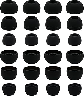 12 Pairs Silicone Replacement Earbud Ear Buds Tips Compatible with Skullcandy Sesh Evo and Other 3.8mm to 5.5mm Nozzle Earbuds Earphones, S/M/L Black