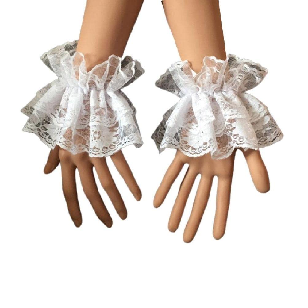 KLOVA Sweet Flared Ruffle Sleeves Girls Pleated Wrist Cuffs For Woman Skirt Wrist Cuffs Halloween Bride Pleated Wrist Cuffs Ruffle Sleeve For Woman Short Sleeve Ruffle Sleeve Free Size Ruffle Sleeve