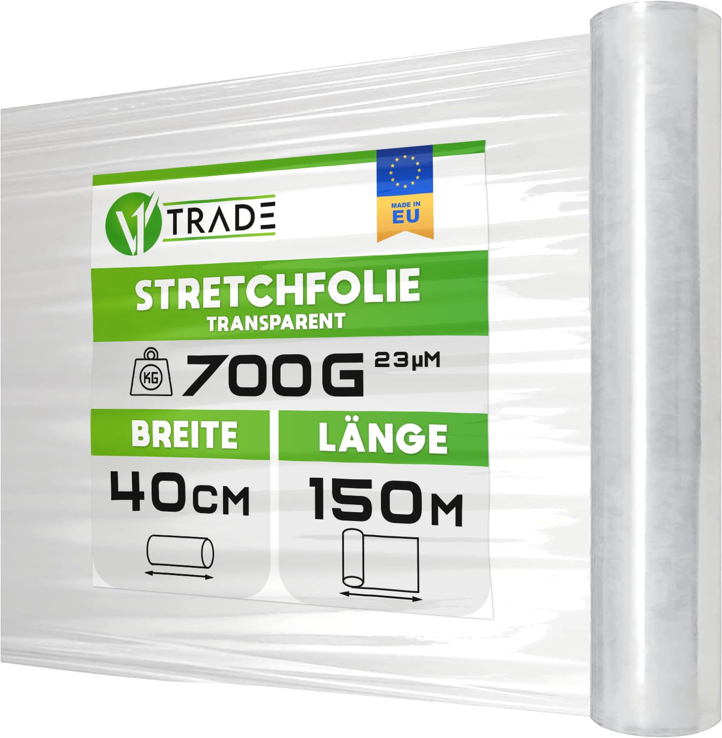 500 x 0,030 mm - maschinelle Stretchfolie, Dehnbarkeit 150