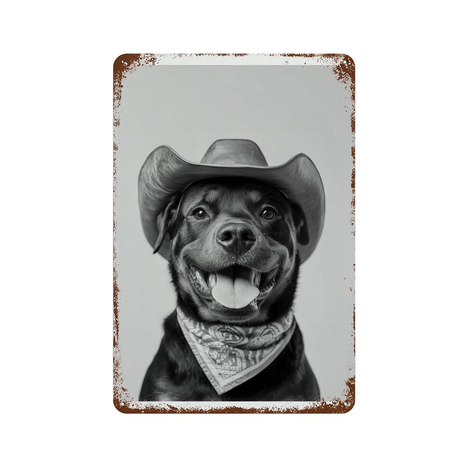 xiaoxiaoshen Rottweiler Cowgirl Western Dog Decor Wall Decor Art Metal Tin Poster Modern Home Decor Art Home Bar Shop Decorations Vintage Sign 30x20cm