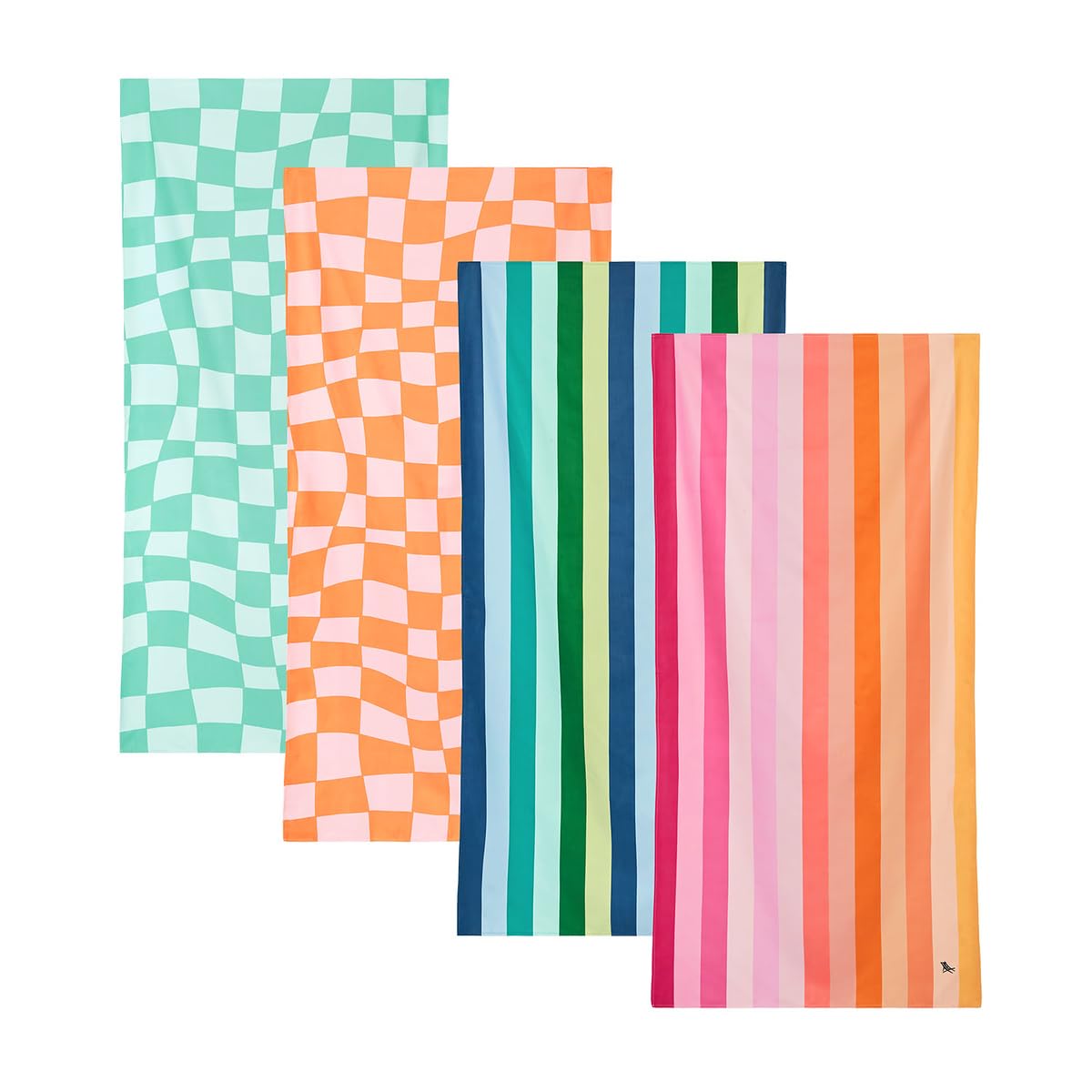 Dock & Bay Beach Towel - Quick Dry, Sand Free - Compact, Lightweight - 100% Recycled - Includes Bag - Tangerines & Greens - Set of 4 - Extra Large (200x90cm, 78x35)