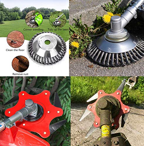 HAOFANG Trimmer Universal Cutter Blades 6 Steel,8 Inch Steel Wire Brush Cutter Trimmer Head Garden Grass Weed Brush Cutting Head for Lawn Mower Head Accessories Weed Eater Tool